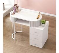 Nail Tech Desk with Storage - Modern Wooden Manicure Table for Salon and Home Spa, Features 3 Layer Cabinet and Drawers, Essential Beauty Equipment for Nail Artists