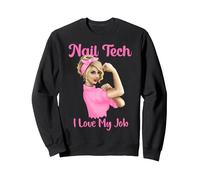 Nail Tech I Love My Job Cute Nail Studio Technician Sweatshirt, Adult Unisex, Black, Small