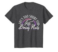 Nail Tech Life's Too Short for Boring Nails T-Shirt, Youth, Dark Heather Grey, X-Small