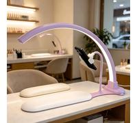 Nail Tech Table Arc Lamp, Half Moon Light for Nail Desk, 3000k-6000k, 240 LED Beads, Dimmable Esthetician Light for At-Home Manicures(Purple,2PCS)