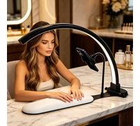 Nail Tech Table Arc Lamp, Half Moon Light for Nail Desk, 3000k-6000k, 240 LED Beads, Dimmable Esthetician Light for At-Home Manicures(Black,5PCS)