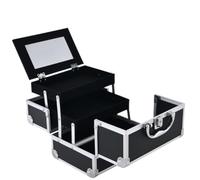 Nail Tech Travel Case Portable Nail Polish Storage Box with Lock for Art Cosmetics Set Cosmetic Travel Makeup(Black)