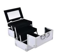 Nail Tech Travel Case Portable Nail Polish Storage Box with Lock for Art Cosmetics Set Cosmetic Travel Makeup(White)