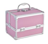 Nail Tech Travel Case Portable Nail Polish Storage Box with Lock for Art Cosmetics Set Cosmetic Travel Makeup(Pink)