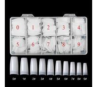 Nail tips, 500 pieces, artificial acrylic nails, long ballerina nails, coffin nails, white false nails, tips, fake nail art tips nails with case for nail studios and DIY nail art