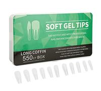 Nail Tips, 550 Pcs Press On Ultra Thin Seamless Semi Frosted Clear False Nails for DIY Art Acrylic (Long)