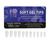 Nail Tips, 550 Pcs Press On Ultra Thin Seamless Semi Frosted Clear False Nails for DIY Art Acrylic (Short)