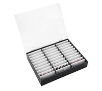 Nail Tips Display Case Storage Box with Lid, 30 Grids, Portable Nail Art Organizer for Nail Art Supplies, Black