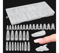 Nail Tips Kit - 180 Clear Acrylic False Nails with Full Cover | Manicure and Pedicure Tools for Home Salon, Wedding Party, Travel, Bridal Beauty, Supplier
