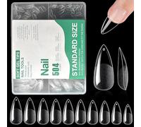 Nail Tips Medium Almond,504PCS Soft Gel Full Cover Nail Tips Kit for Nails Extensions,Clear Strong Fake Press on Nails Tips for Manicure Salons Nail Art (504 Medium Almond)