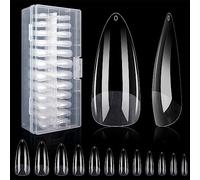 Nail Tips Medium Almond Ultra-thin Full Cover False Nails French Clear Acrylic Nails for Nail Salons Nail Extensions Home DIY Nail Art (12 Size, 504 Pcs)