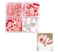 Nail Tips Set 96 Pieces False Nails for Sticking 4 Designs Nail Tips Full Cover Fake Nails for Women Girls Press On Nails Short Square Fake Nails for DIY Manicure Decoration