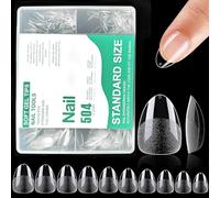 Nail Tips Short Almond,504PCS Soft Gel Full Cover Nail Tips Kit for Nails Extensions,Clear Strong Fake Press on Nails Tips for Manicure Salons Nail Art (504 Short Almond)