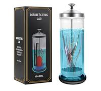 Nail Tool Sterilizer 42.3 OZ Barbicide Disinfectant Jar with Non-Slip Pad, Disinfectant Jar Large for Nail Tools, Barber Shop & Spa Implements