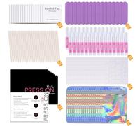 Nail Tools Set Press On Nail Business Disposable Set with Nail File, Nail Glue, Prep Pads, Instruction Card, Self-Adhesive Nail Tabs, Wooden Stick, Holographic Bag (50 Pieces in