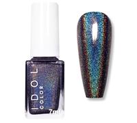 Nail Varnish - Black Glitter Nail Polish - Holographic Nail Polish - Quick Dry High Glossy Shiny Nail Varnish - Magic Colour Change Iridescent Nail Lacquer Long Lasting No Need Lamp Cure