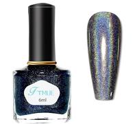 Nail Varnish - Holographic Nail Polish - Magic Chameleon Laser Dark Blue Nail Varnish - Quick Drying & Long Lasting Rainbow Iridescent Nail Polish of Gorgeous Effect - No Need Cure for DIY Manicure