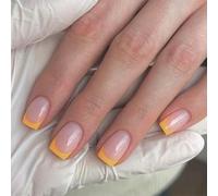 Nail yellow press square nail shiny nail nail glue nail decoration nail adheres to nail acrylic fake nails yellow fake