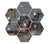 NAILDOKI DIY Wall Decals Acrylic Mirror Sticker Set 12 Pcs, Hexagon Mirror Wall Stickers for Living Room Bedroom Decor (Black)