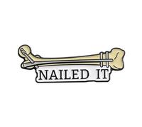 Nailed It Medical Bone Doctor Pin Badge - 3cm x 1cm Funny Bone Pun for Nurses, Doctors & Medical Students - Humour Pin for Scrubs, Lanyards, Jackets & Bags - Anatomical Gift for Healthcare Workers