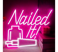 Nailed It! Neon Sign for Wall Decor, Nail Salon Decor for Wall, Nail Room Decor for Beauty Store Nail Salon Nail Bar, Nail Polish Bottle Led Sign with Dimmer, Decoration USB Powered with Switch