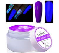 NAILGIL Neon Solid Builder Gel for Nails, Glow in the Dark Fluorescent Purple Sculpture 3D Gel Nail Art for Women Summer Hot Halloween Colors, Non-Stick Hand LED/UV Needed -15g