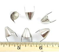 Nailheads Spots Studs 2 Prong Round Cone-Shaped 1/2; Steel with Nickel Finish; 100 Pcs by Dangerous Threads