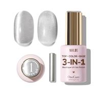 NAILOG Cat Eye Gel Nail Polish 12ml | Top Coat Colour Gel Base Formula Soak Off | OneCured 3-in-1 UV Polish for Home DIY & Gifting | Silver Shaded
