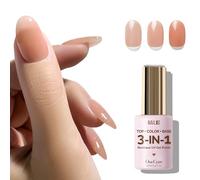 NAILOG Gel Nail Polish 12ml Translucent Shimmer Peach | One Step Top Coat Color Gel Base | 3-In-1 Soak Off Nail Art Manicure UV Polish for Home DIY | Peachlit Drift