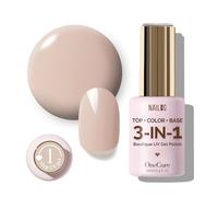 NAILOG OneCure Gel Nail Polish 12ml | Top Coat Color Gel Base 3-In-1 Formula Soak Off UV Polish for Home DIY & Gifting | Almond Beige