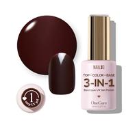 NAILOG OneCure Gel Nail Polish 12ml | Top Coat Color Gel Base 3-In-1 Formula Soak Off UV Polish for Home DIY & Gifting | Dark Wine Red