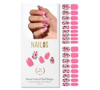 NAILOG Semi Cured Gel Nail Strips (20 Extra Long Flower Stickers), UV/Led Lamp Glossy & Long Lasting Soft Gel Finish Wrap,Season
