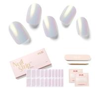 NAILOG Semi Cured Gel Nail Strips (20 Extra Long Stickers) | Glossy & Long Lasting Soft Gel Finish Wrap| Pink Moonlight