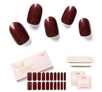 NAILOG Semi Cured Gel Nail Strips (20 Extra Long Stickers) | Glossy & Long Lasting Soft Gel Finish Wrap| Red Carpet