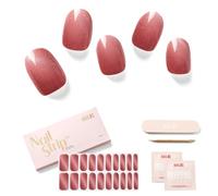 NAILOG Semi Cured Gel Nail Strips (20 Extra Long Stickers) | Glossy & Long Lasting Soft Gel Finish Wrap| Silvery Kahala