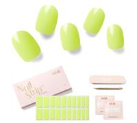 NAILOG Semi Cured Gel Nail Strips, 20 Pieces Extra Long Nail Polish Strips, Long Lasting Semi Cured Gel Nail Stickers with Soft Glossy Finish,Lime Bomb