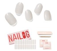 NAILOG Semi Cured Gel Nail Strips, 20 Pieces Extra Long Nail Polish Strips, Long Lasting Semi Cured Gel Nail Stickers with Soft Glossy Finish,Blanc