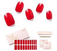 NAILOG Semi Cured Gel Nail Strips, 20 Pieces Extra Long Nail Polish Strips, Long Lasting Semi Cured Gel Nail Stickers with Soft Glossy Finish, Carmen