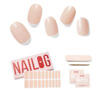 NAILOG Semi Cured Gel Nail Strips, 20 Pieces Extra Long Nail Polish Strips, Long Lasting Semi Cured Gel Nail Stickers with Soft Glossy Finish,Beige