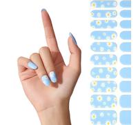 NAILOG Semi Cured Gel Nail Strips,20PCS Extra Long Nail Stickers，UV/Led Lamps with Soft Glossy Gel Finish Art Design, Petals in The Wind