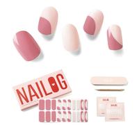 NAILOG Semi Cured Gel Nail Strips (20Pcs Extra Long Stickers/Wraps) | Glossy & Long Lasting Soft Gel Finishing | Audrey