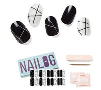 NAILOG Semi Cured Gel Nail Strips 20Pcs Gel Nail Stickers - B&W Composition