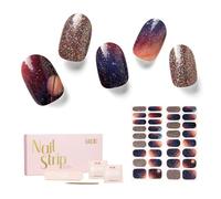 NAILOG Semi Cured Gel Nail Strips 34 pcs| Buy 2 Get 1 UV Lamp | Long Lasting Nail Polish Sticker Wraps with Glossy Gel Finish, Milky Way