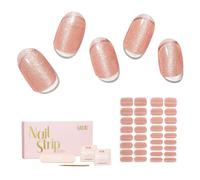 NAILOG Semi Cured Gel Nail Strips - 34 pcs | Buy 2 Get 1 UV Lamp | Long Lasting Nail Polish Sticker Wraps with Glossy Gel Finish, Pink Gleam