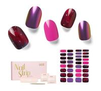 NAILOG Semi Cured Gel Nail Strips 34 pcs| Buy 2 Get 1 UV Lamp | Long Lasting Nail Polish Sticker Wraps with Glossy Gel Finish, Lost in Galaxy