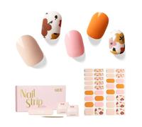 NAILOG Semi Cured Gel Nail Strips, 34 pcs Salon-Quality Gel Nail Stickers, Long Lasting Nail Wraps for Women with Soft Gel Finish, Christmas New Year Design, Waltz of The Flowers