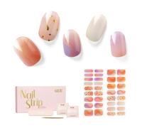 NAILOG Semi Cured Gel Nail Strips, 34 pcs Salon-Quality Gel Nail Stickers, Long Lasting Nail Wraps for Women with Soft Gel Finish, Twilight