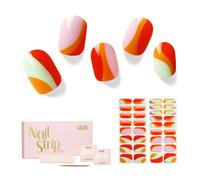 NAILOG Semi Cured Gel Nail Strips, 34 pcs Salon-Quality Gel Nail Stickers, Long Lasting Nail Wraps for Women with Soft Gel Finish, Lollipop