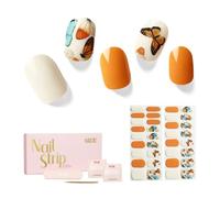 NAILOG Semi Cured Gel Nail Strips, 34 pcs Salon-Quality Gel Nail Stickers, Long Lasting Nail Wraps for Women with Soft Gel Finish, Butterflies