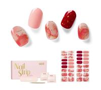 NAILOG Semi Cured Gel Nail Strips, 34 pcs Salon-Quality Gel Nail Stickers, Long Lasting Ombre Nail Wraps for Women with Soft Gel Finish, Rose Cloud